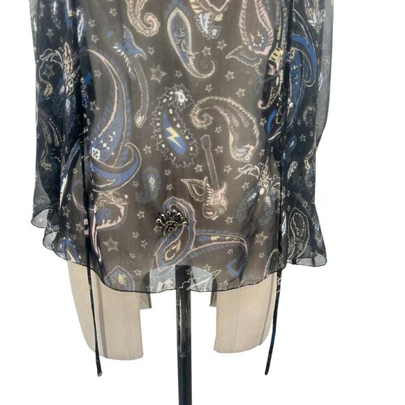 Zadig & Voltaire Top Talisa Print Blouse In Noir Sheer Paisley Black Size Small - Picture 4 of 13